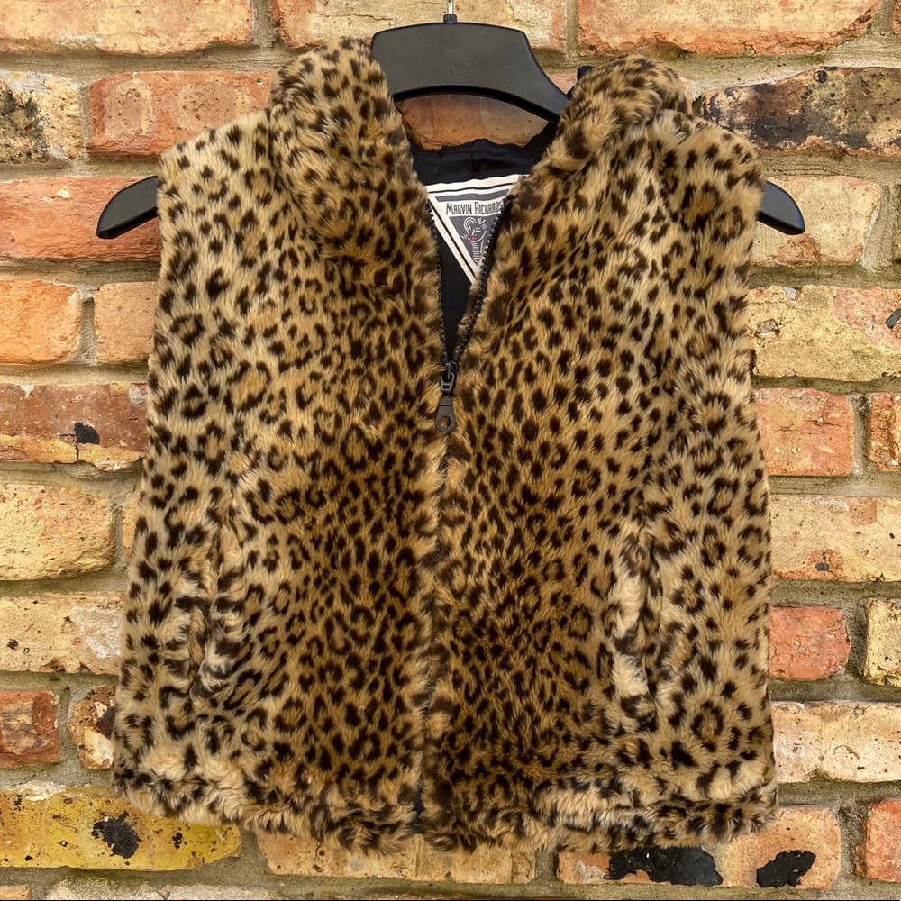 MARVIN RICHARDS Vest Faux Fur Leopard Print Size S